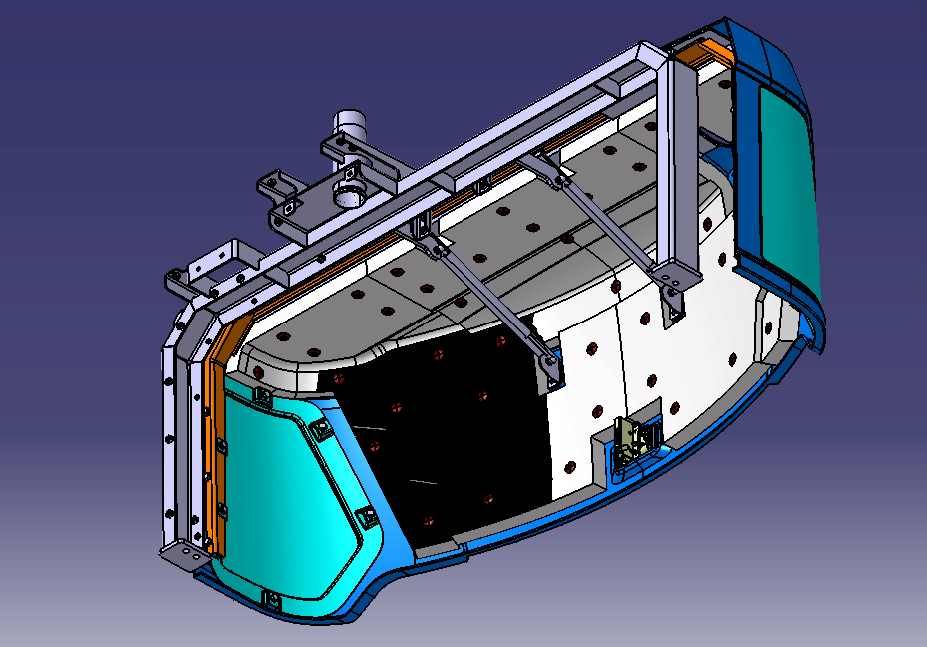 3D structural design of a wheel loader engine cover