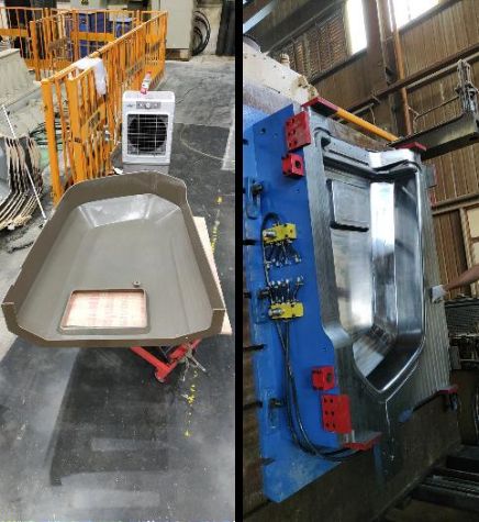 PDCPD part beside its mold
